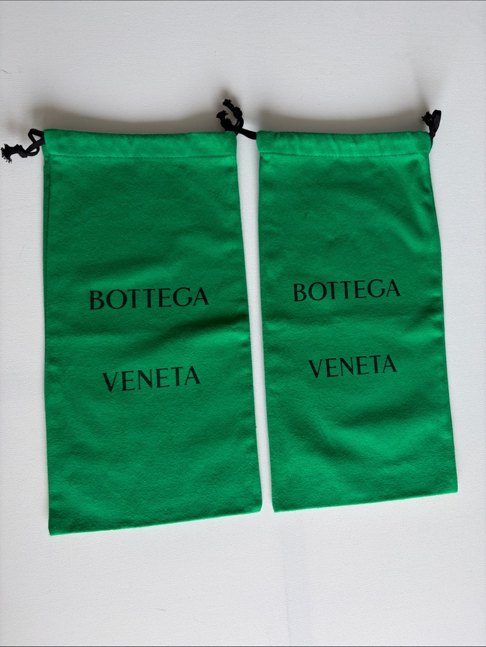 Bottega Veneta Emerald Green Drawstring Dust Bags, Pair 16x8.25 inch